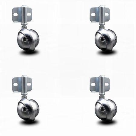 Service Caster 2.5 Inch Bright Chrome Metal Ball Caster - Side Mount Bracket - SCC, 4PK SCC-GR01S25-DCS-BC-71678-4-CB180-4